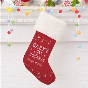 Baby's First Christmas Personalized Ivory Faux Fur Christmas Stocking