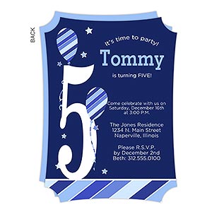 Boy Balloon Premium Birthday Invitation - Set of 5