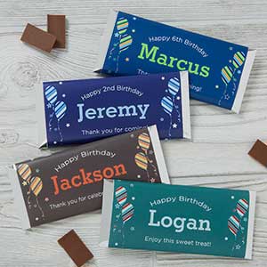 Personalized Candy Bar Wrappers - Birthday Boy - Set of 12