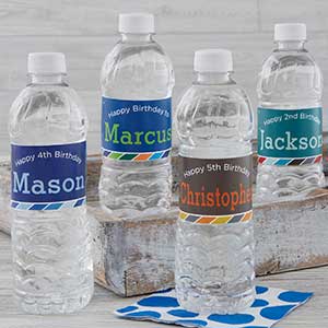 Personalized Water Bottle Labels - Birthday Boy - 24 labels