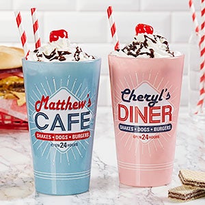 Personalized Pint Glasses - Vintage Diner