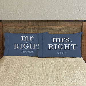 Mr & Mrs Right Personalized Pillowcase Set - Full Color