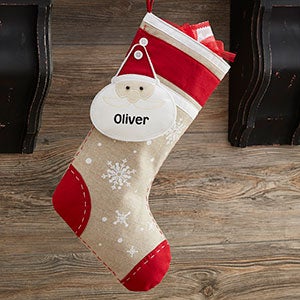 Personalized Santa Button Christmas Stocking