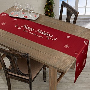 Personalized Table Runner - Holiday Snowflakes