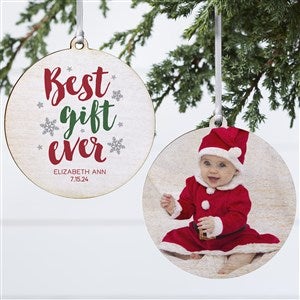 Best Gift Ever Personalized Wood Photo Baby Ornament