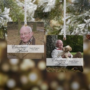 Christmas In Heaven Memorial Square Photo Ornament - 2 Sided Metal