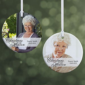 Christmas In Heaven Small 2 Sided Memorial Photo Ornament