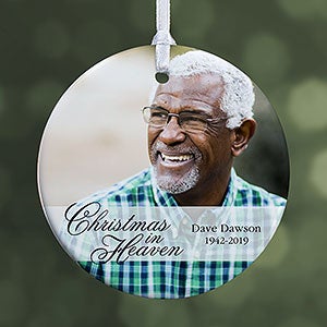 Christmas In Heaven Small 1 Sided Memorial Photo Ornament