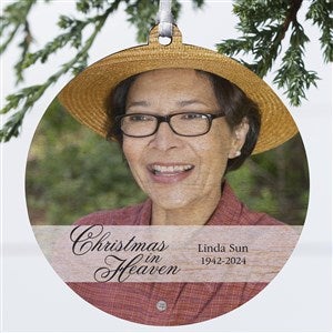 Christmas In Heaven Memorial Photo Ornament - 1 Sided Wood