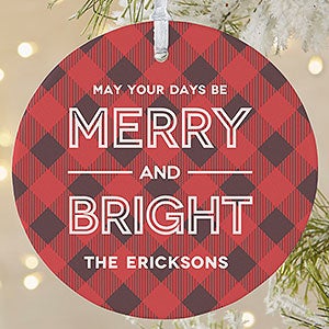 Buffalo Plaid Merry & Bright Personalized Christmas Ornament