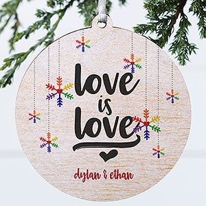 Love Wins Personalized Pride Ornament - 1 Sided Wood