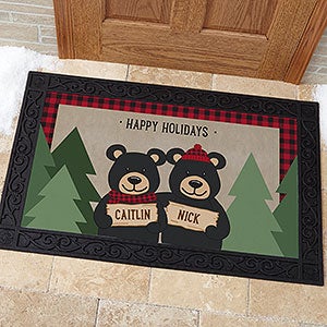 Personalized Holiday Doormat 20x35 - Black Bear Family