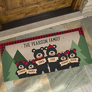 Personalized Holiday Doormat 24x48 - Black Bear Family