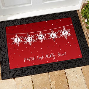 Festive Snowflakes 18x27 Personalized Holiday Doormat