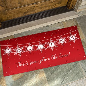 Festive Snowflakes 24x48 Personalized Holiday Doormat