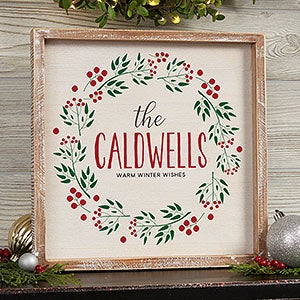 Christmas Wreath 12x12 Personalized Framed Wall Art