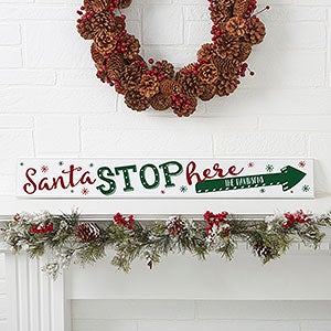 Santa Stop Here Personalized Wooden Sign