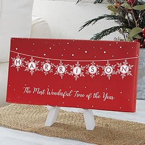 Personalized Mini Canvas Print - Festive Snowflakes