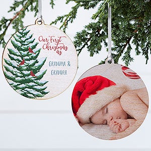 Grandparent's First Christmas Personalized Wood Photo Ornament