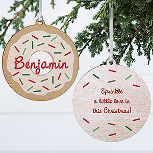 Donut Fun Personalized Ornament - 2 Sided Wood