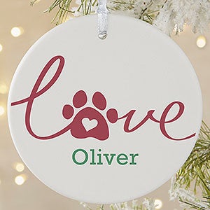 Personalized Dog Paw Print Christmas Ornament