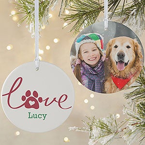 Personalized Dog Paw Print Photo Ornament