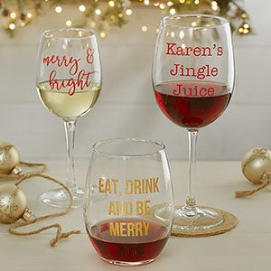 Personalized Christmas Wine Glasses