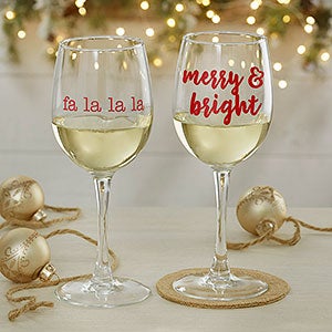 Personalized Christmas White Wine Glass - 12oz