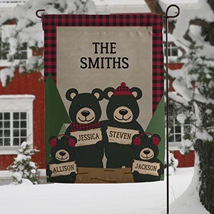 Personalized Garden Flag - Winter Bear Family