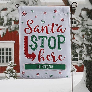 Santa Stop Here! Personalized Garden Flag