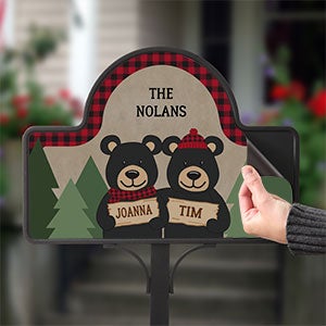 Personalized Garden Stake Magnet - Black Bear Family