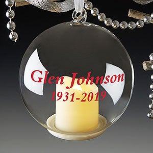 Personalized Light Up Glass Ornaments - Memorial