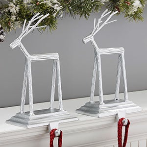 Silver Reindeer Stocking Holder