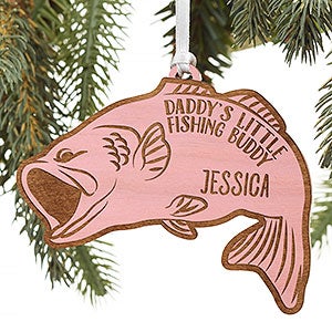 Bass Fish Personalized Pink Wood Christmas Ornament