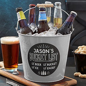 Bucket List Personalized Silver Metal Beer Bucket