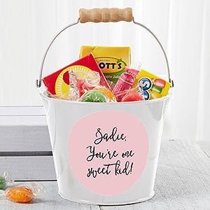 Personalized White Mini Metal Party Favor Bucket