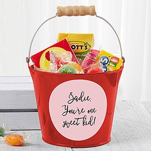 Personalized Red Mini Metal Party Favor Bucket