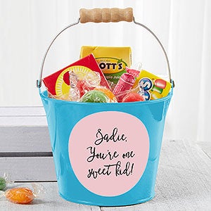 Personalized Teal Mini Metal Party Favor Bucket