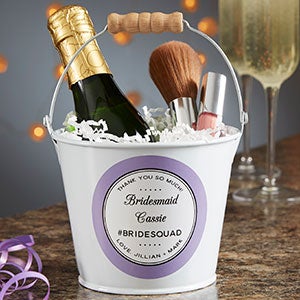 Wedding Party Favor Personalized Mini Metal Bucket - White