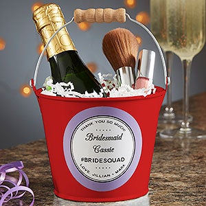 Wedding Party Favor Personalized Mini Metal Bucket - Red