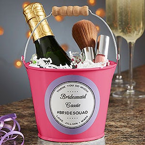 Wedding Party Favor Personalized Mini Metal Bucket - Pink