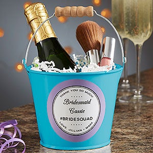 Wedding Party Favor Personalized Mini Metal Bucket - Teal