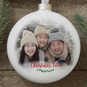 Personalized Holly Branch Baby Photo Ornament - Unique Christmas Gifts & Décor