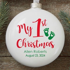 Personalized Baby's First Christmas Ornament - Deluxe Slim Globe