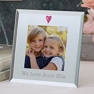 Personalized Glass Heart Mini Picture Frame