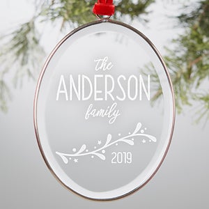 Farmhouse Family Engraved Glass & Bronze Oval Ornament