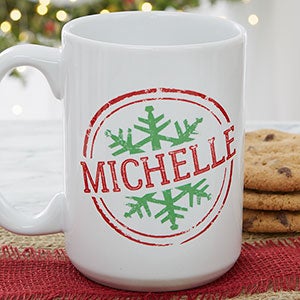 Snowflake Greetings Large 15oz Personalized Mug