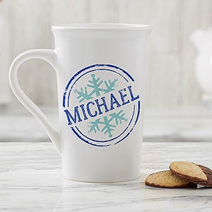 Stamped Snowflake Personalized Latte Mug