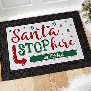 Santa Stop Here 18x27 Personalized Doormat