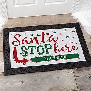 Santa Stop Here 20x35 Personalized Doormat